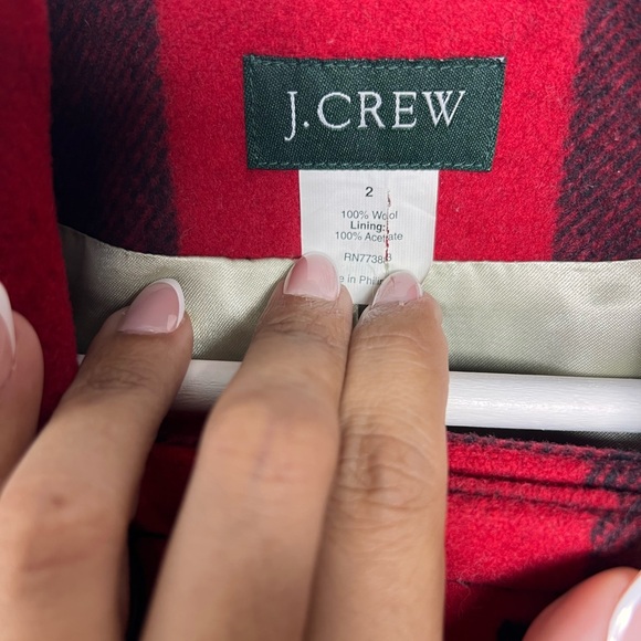 JCrew Buffalo Plaid Red and Black Wool Peacoat - Picture 4 of 7